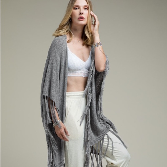 Boho Waffle Knit Fringe Kimono - Picture 5 of 12